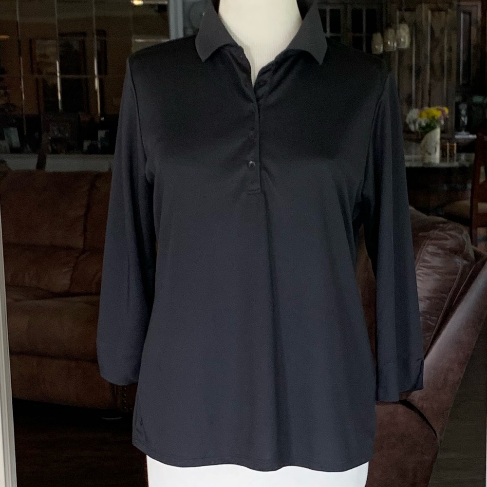 Nancy Lopez large 3/4 sleeve polo golf shirt